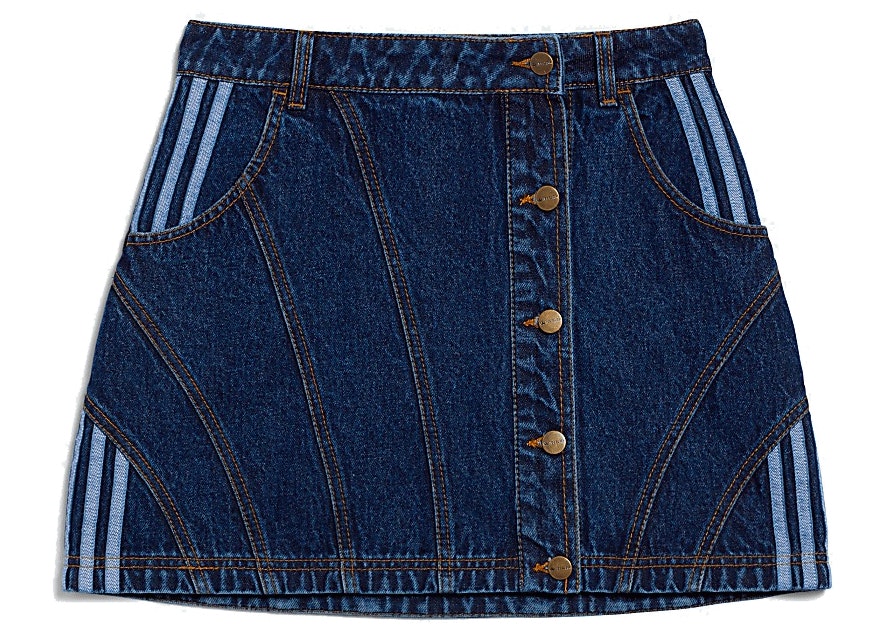 adidas Originals X Danielle Cathari Diagonal Side Stripe Denim Skirt in  Blue | Lyst Australia